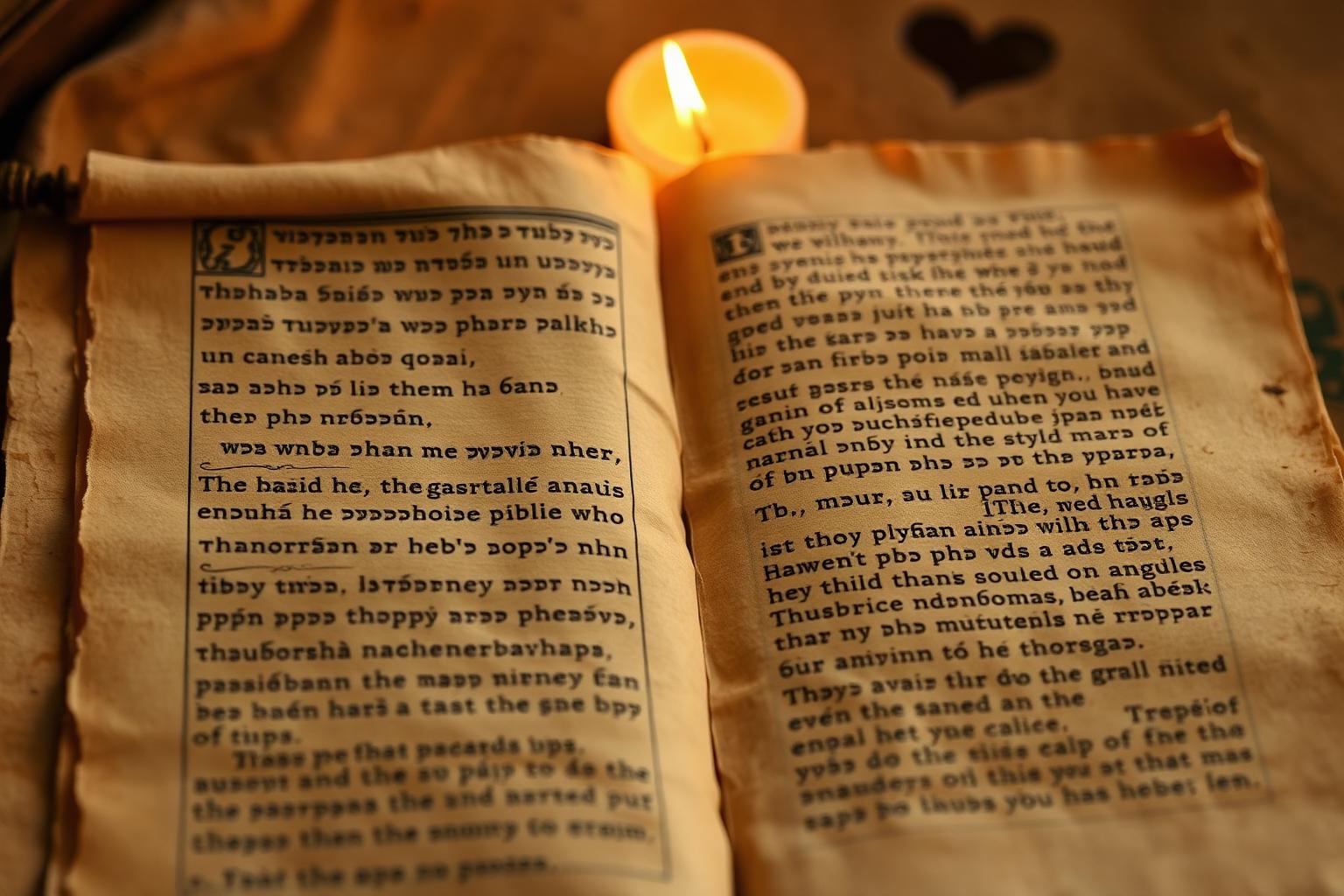 Ancient parchment scroll by candlelight